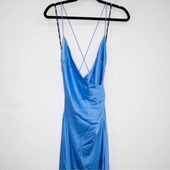 NWT Ser.O.Ya Emma Dress Marina Blue Medium Silk Revolve - Picture 4 of 15